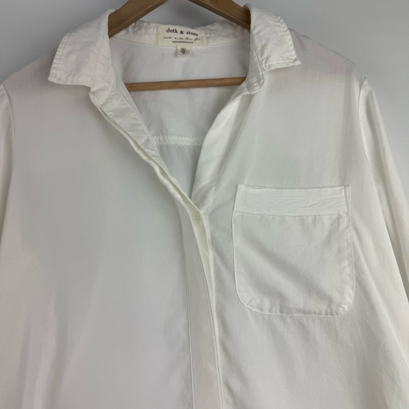 Cloth & Stone for Anthropologie Women’s Small White Tencel Button-Down Shirt - Picture 2 of 8